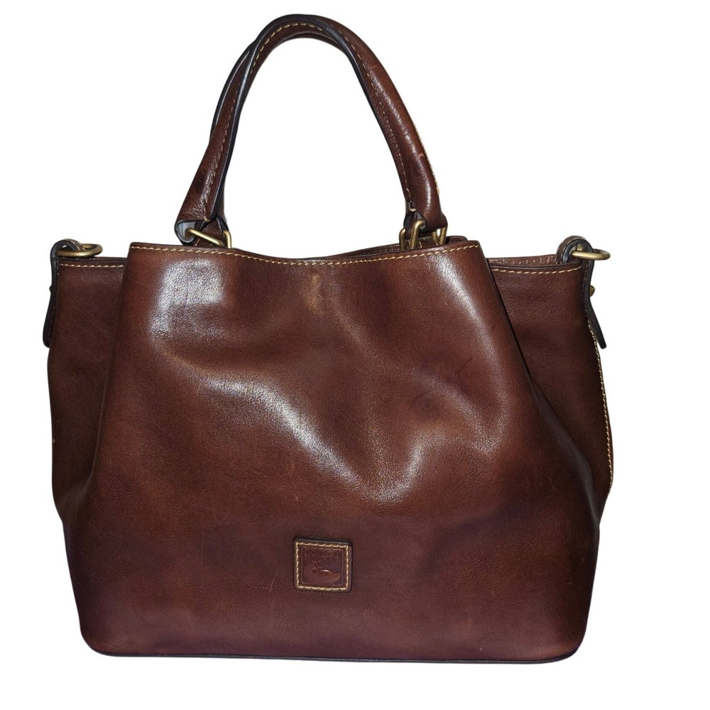 Dooney & Bourke Chestnut Florentine Leather Barlow Satchel Crossbody Handbag